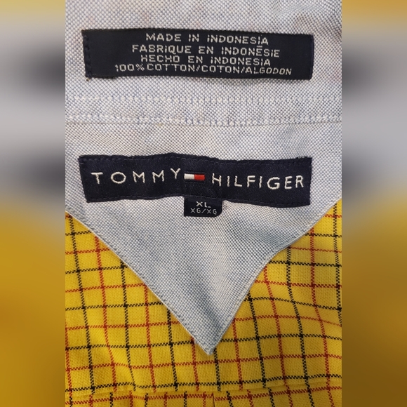 Tommy Hilfiger XL Yellow Checked Button Down - Picture 2 of 4